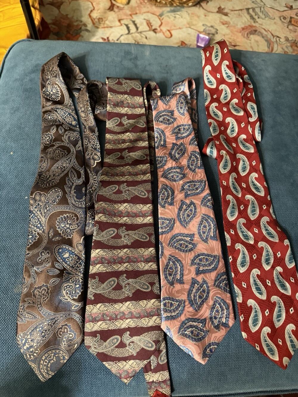 Vintage 100% Silk Poly Tie Bundle Lot Of 12 Italian Label Mix Paisley Colorful